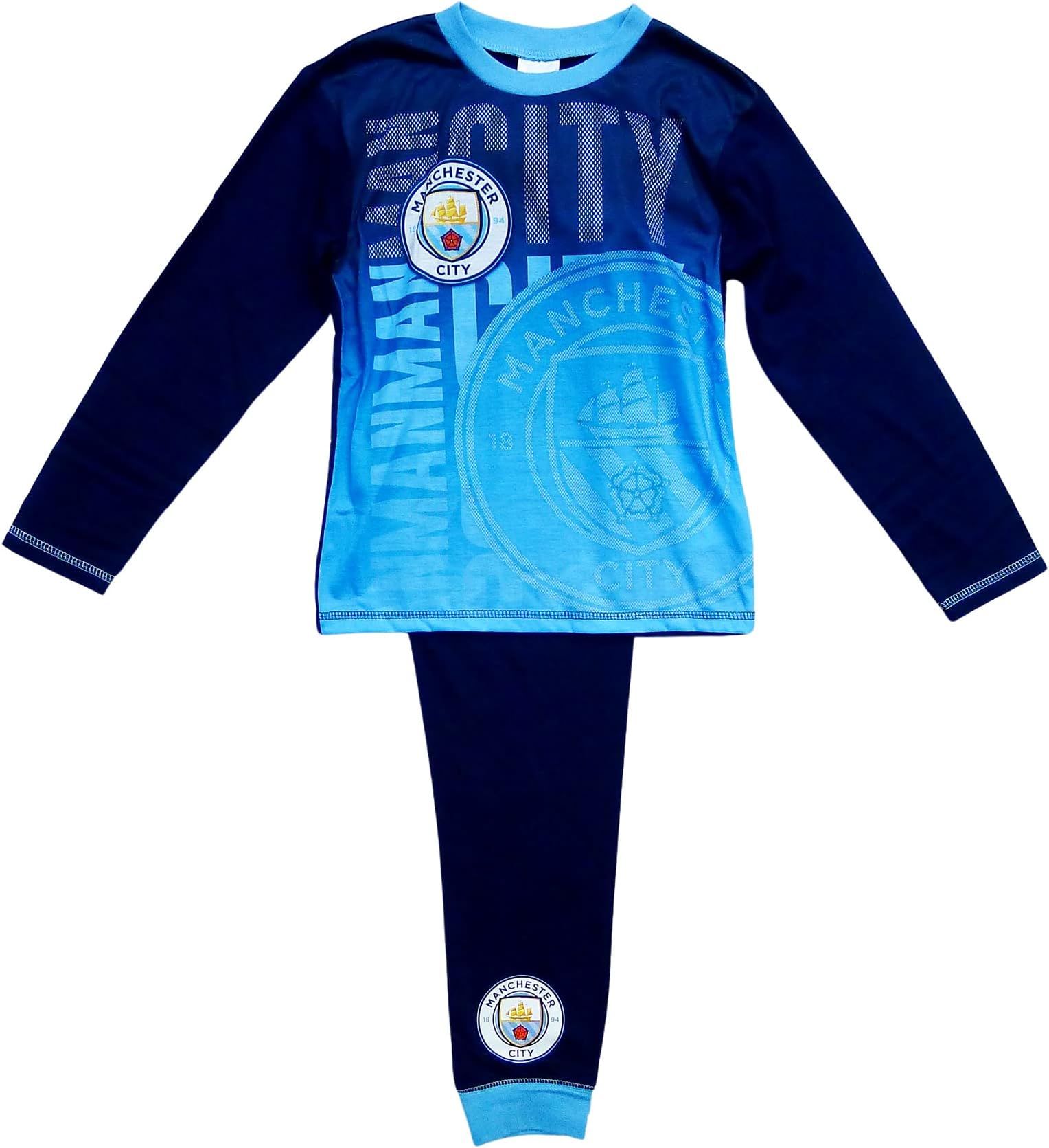 Get WivvitBoys Pyjamas Manchester MCFC Pjs Man City Football Pajamas Sizes from 4 to 12 Years, Blue