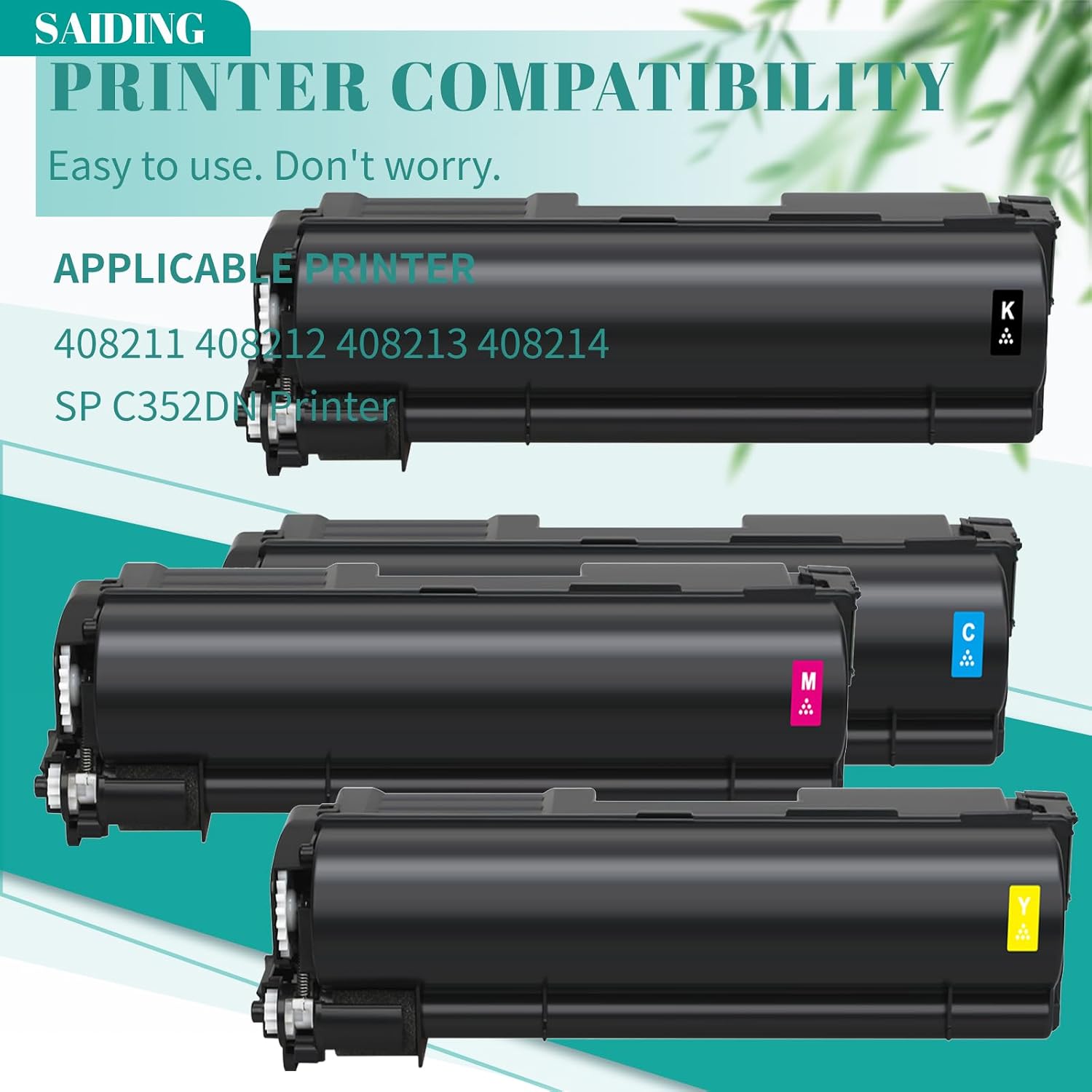 SAIDING SP C352 Toner Cartridge 408211 408212 408213 408214 Replacement for Ricoh SPC352 to use with Ricoh SP C352DN Printer (4-Pack Black Cyan Magenta Yellow)