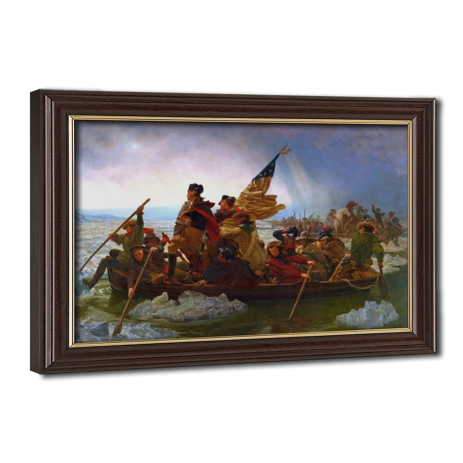 WCYB Washington Crossing The Delaware Emanuel Leutze Posters Prints Canvas Deco Paintings Wall Art Hangable Frame 24" L X 36" W