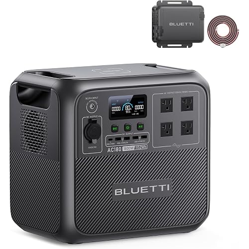 BLUETTI AC180 Solar Generator with Charger 1 1152Wh Portable Power Station