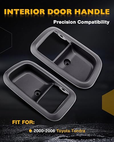 Miniatura 9 de Manijas de puerta interiores con bisel (par), compatibles con Toyota Tundra 2000, 2001, 2002, 2003, 2004, 2005, 2006, gris, conductor delantero
