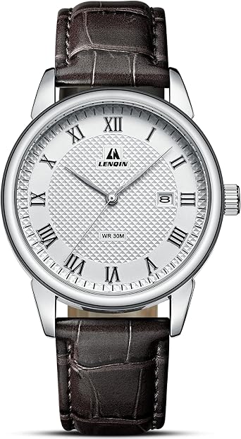 LN LENQIN Mens Watches Watches for Men Analog Quartz Watch 30M Waterproof Men's Wrist Watches Fashion Business Mens Designer Watch Leather Band