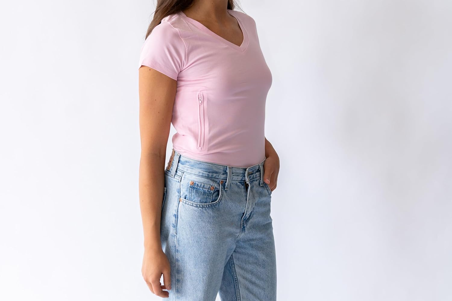 Clever Travel Companion Womens Tshirt - Summer Tops V Neck T Shirts - Pickpocket & Loss Proof Travel Tee Shirts Secret Pocket