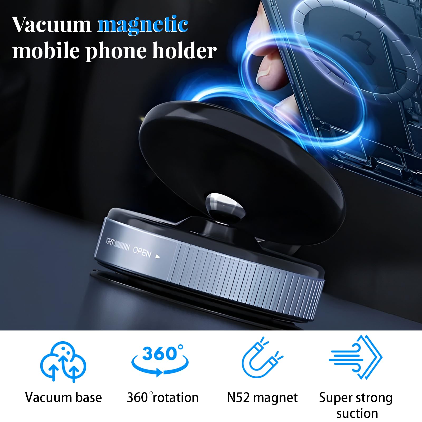 Supporto Magnetico Universale Per Cellulare In Auto – Cruscotto, Rotazione 360°, Sfera, Oro Rosa – Jeremywell