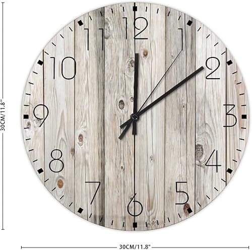 Miniatura 10 de Reloj de pared de madera, silencioso, sin tictac, funciona con pilas, grano de madera, diseño shabby chic, relojes de pared personalizados,