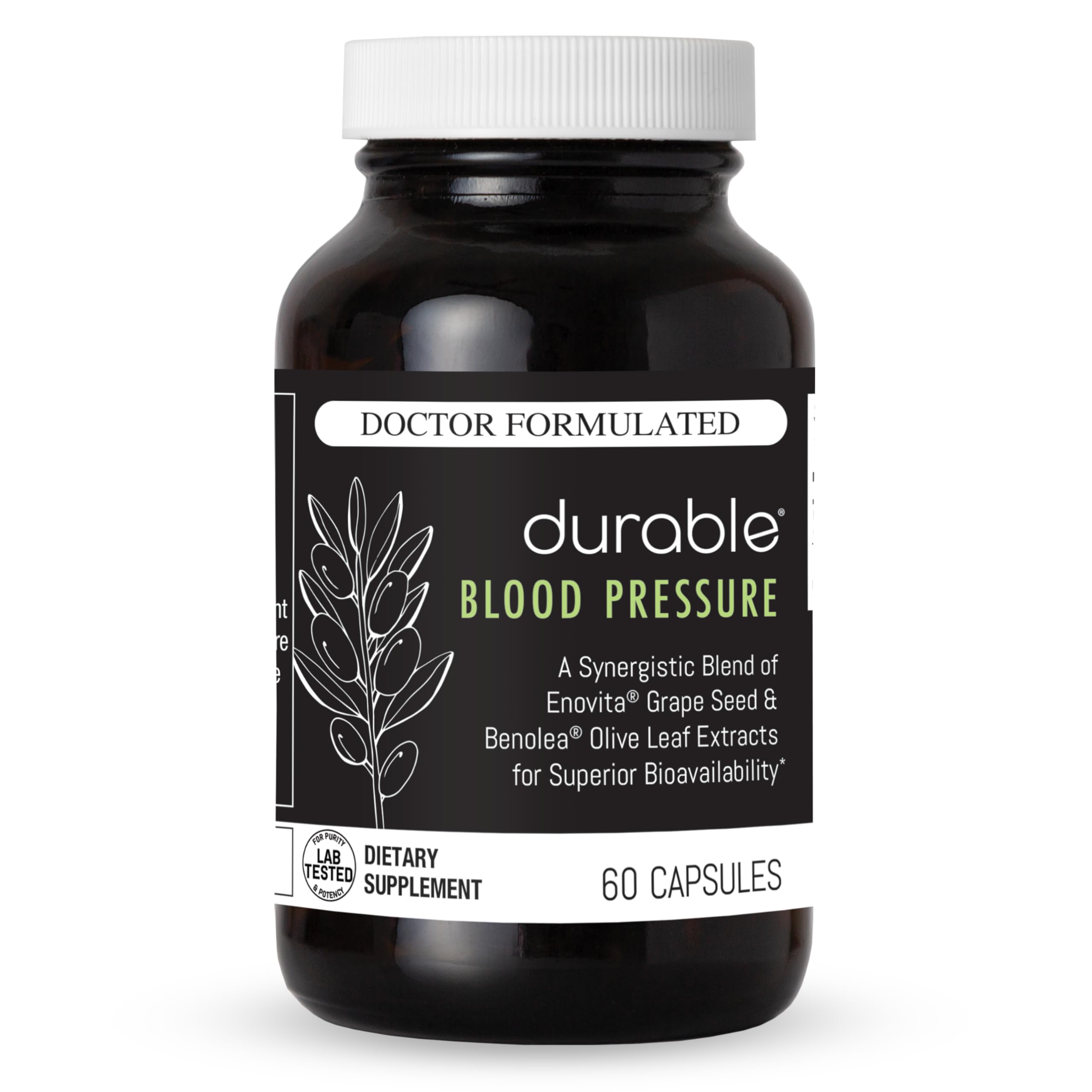 Durable Blood Pressure Benolea Olive Leaf & Enovita Grape Seed, 60 Ct 60 Count (Pack of 1)