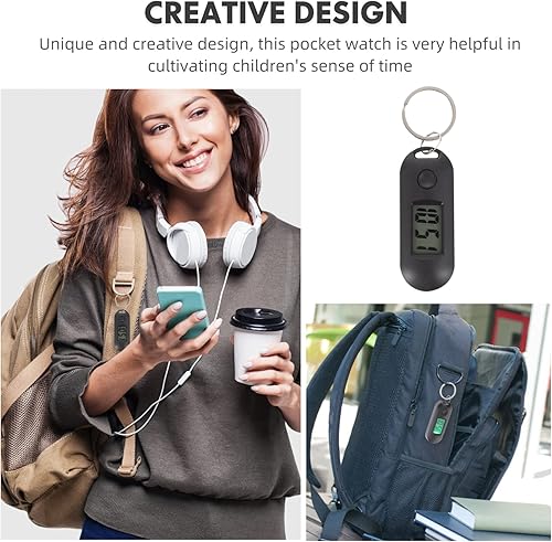 Miniatura 3 de POPETPOP Reloj de bolsillo con llavero colgante, mini llavero, reloj digital con clip, reloj electrónico para niños, estudiantes, enfermeras,