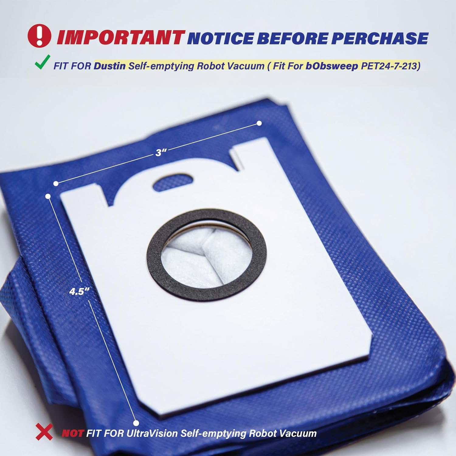 Replacement Parts Fit For Bobsweep PET24-7-213, Fit For Dustin Self-Emptying Robot Vacuum Only (13PC-brush&filter&mop&dustbag)