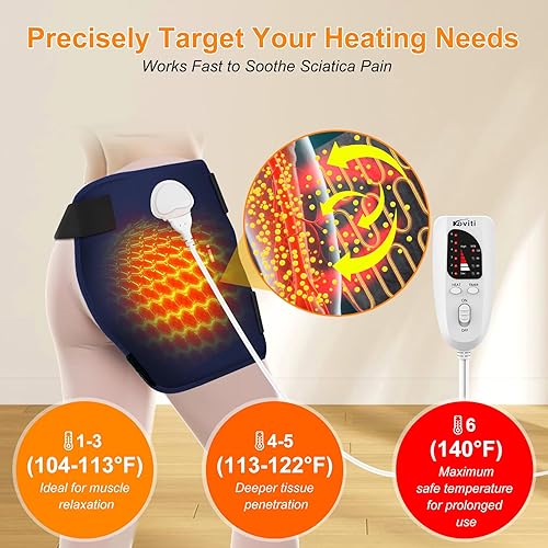 Miniatura 3 de Koviti Almohadilla térmica de cadera para aliviar el dolor de ciática FSA HSA - Soporte térmico eléctrico para la parte inferior de la espalda,