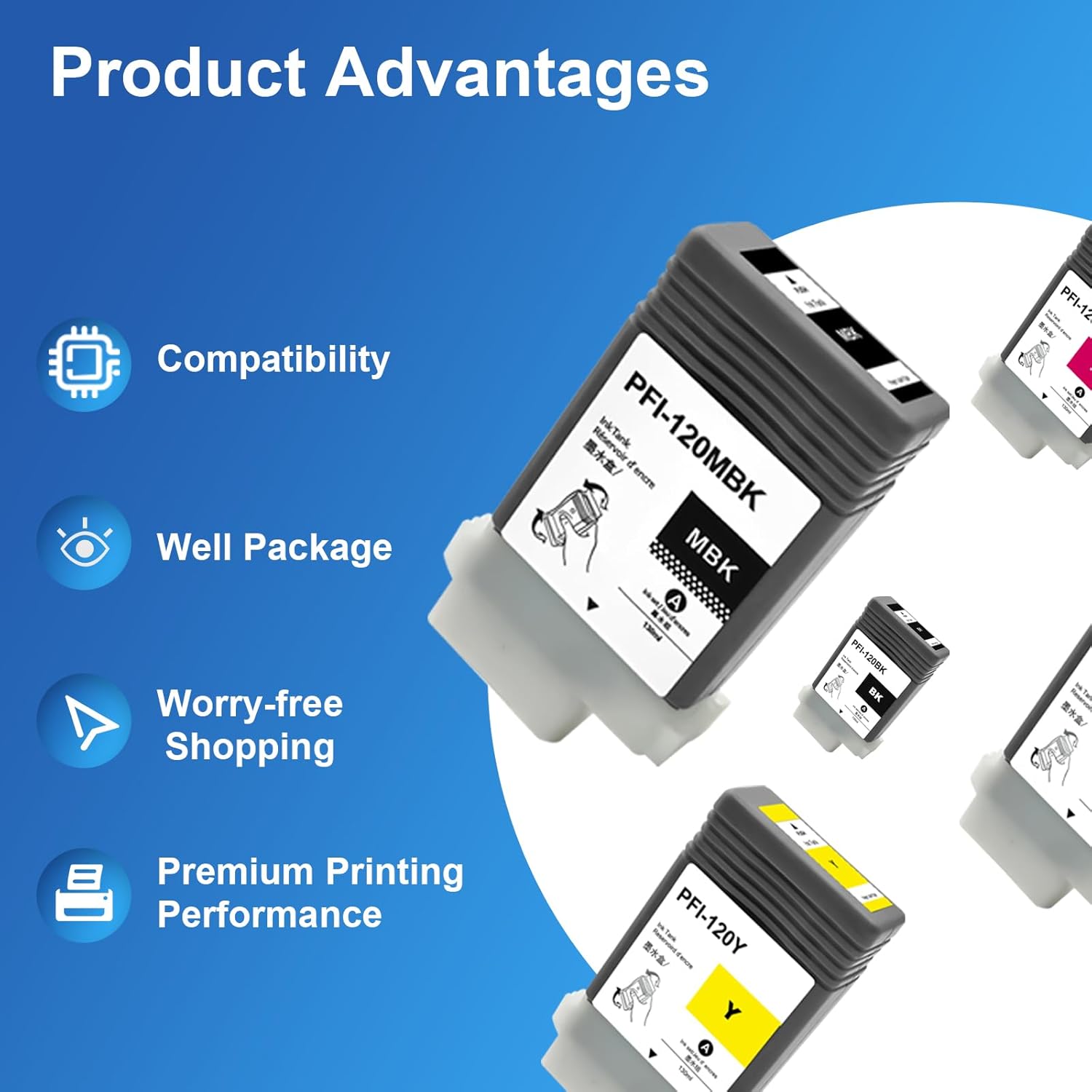 PFI-120 MBK Pigment Compatible with Canon PFI-120 Ink Cartridge Replacement for Canon imagePROGRAF IPF TM-200 TM-205 TM-300 TM-305 Printer 130ML (2 Pack Matte Black)