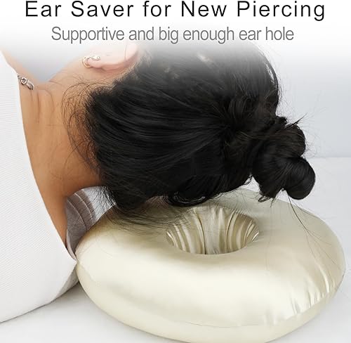 Miniatura 3 de Almohadas sedosas para perforación de orejas con agujeros para dolor de oído lateral para dormir cartílago CNH Donut Almohada Presión de oído Dolor