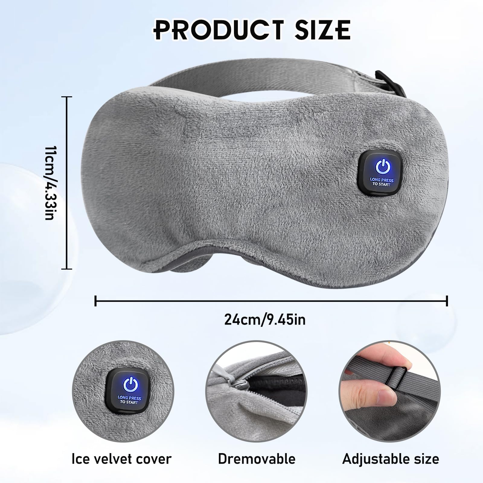 Lunettes chauffantes sans fil avec batterie sans fil - Masque chauffant pour les yeux - 3 niveaux de chaleur - Housse lavable - Pour les yeux secs et un meilleur sommeil