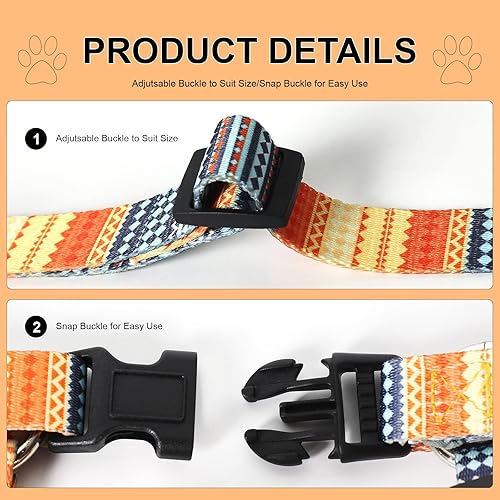 Miniatura 4 de Arnés para perro para perros pequeños, arnés para perros medianos y grandes, sin tirones, arnés para perro, collar y correas, estilo bohemio,
