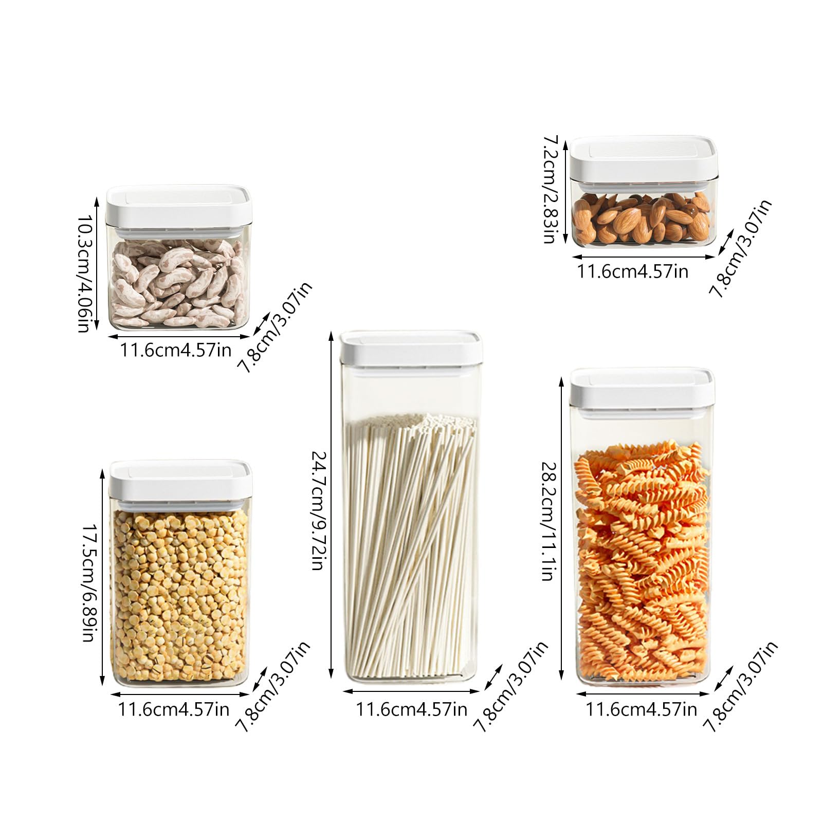 Amazon｜穀物ディスペンサー、食品保存容器5個、密封穀物食品容器