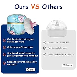 Qopoto Body Powder Puff and Container for Dusting Powder, Women Powder Puff and Powder Case for Bath and Travel (Peony)