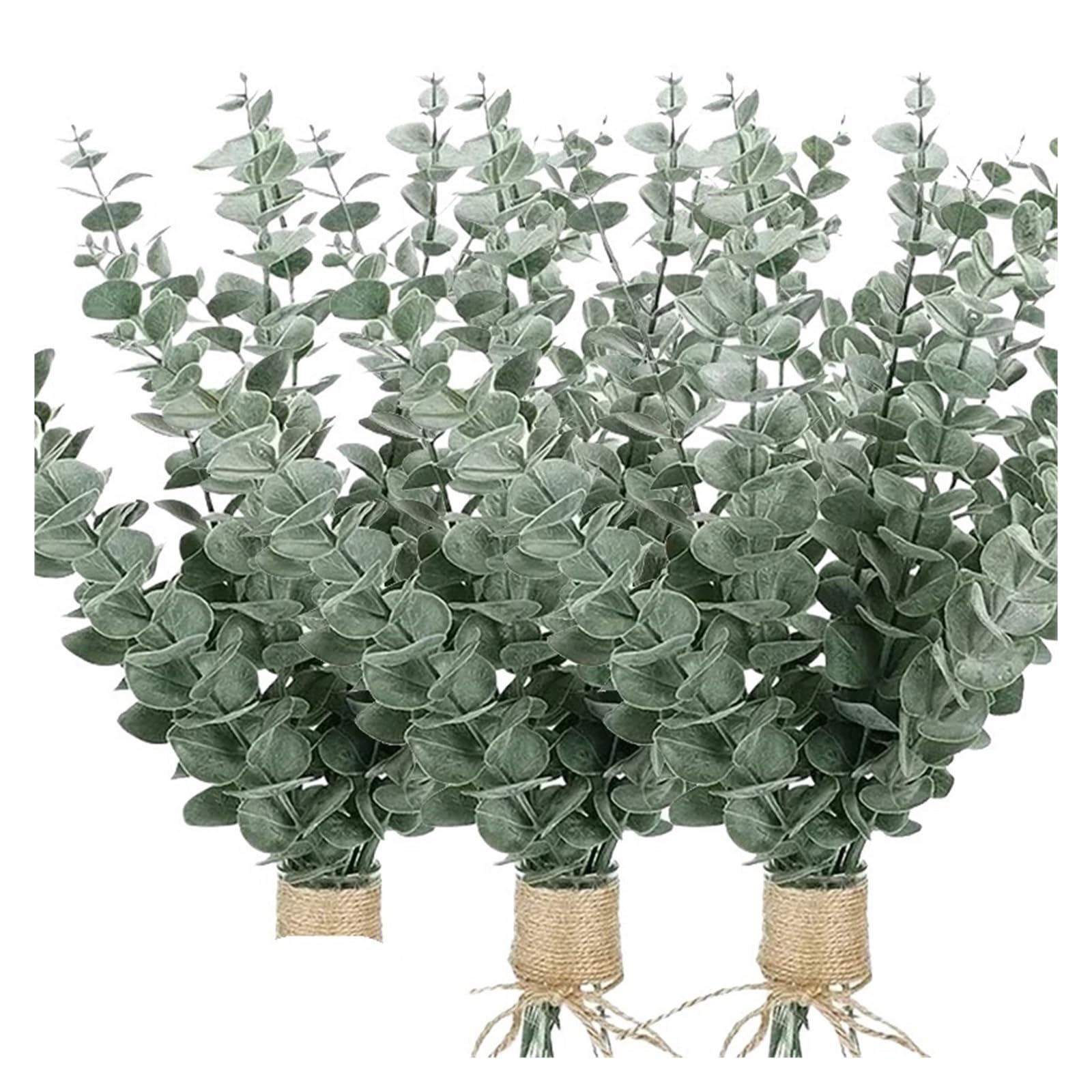 YGLEEULI Artificial Foliage Stems 36/10PCS Artificial Eucalyptus Stems Green Leaves Fake Plants Home Flowers Bouquet Wedding Centerpiece Decoration(36PCS-Green White(A))