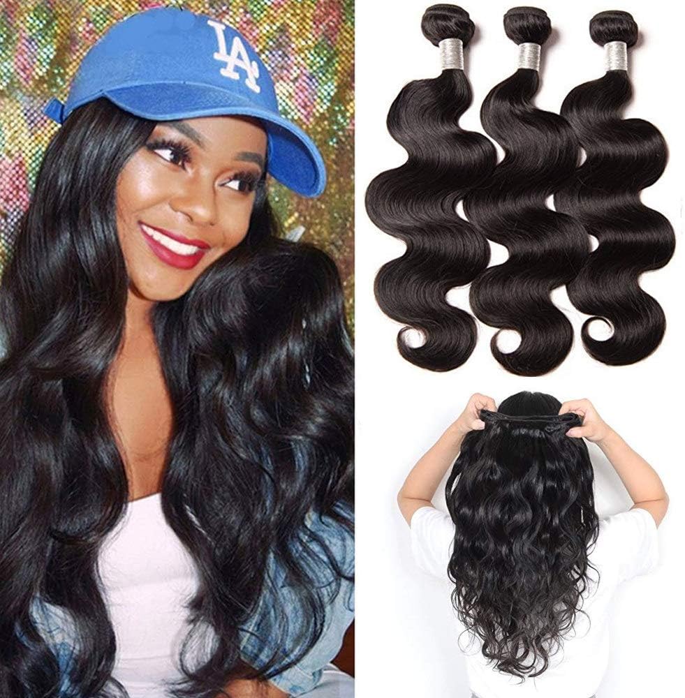 Perstar Human Hair Bundles Body Wave 4 Bundles 18 20 22 24 inch Brazilian Virgin Hair 100% Unprocessed Natural Black Bundles