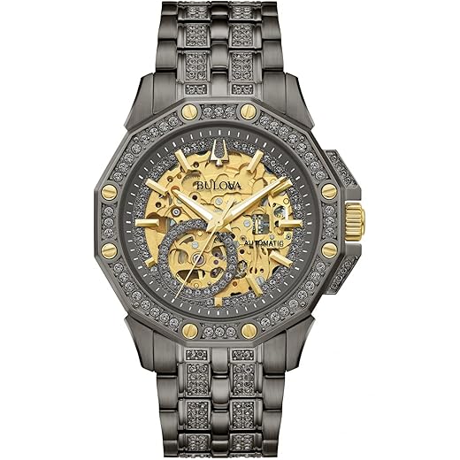 Bulova Relógio masculino automático Octava, Cinza, alça