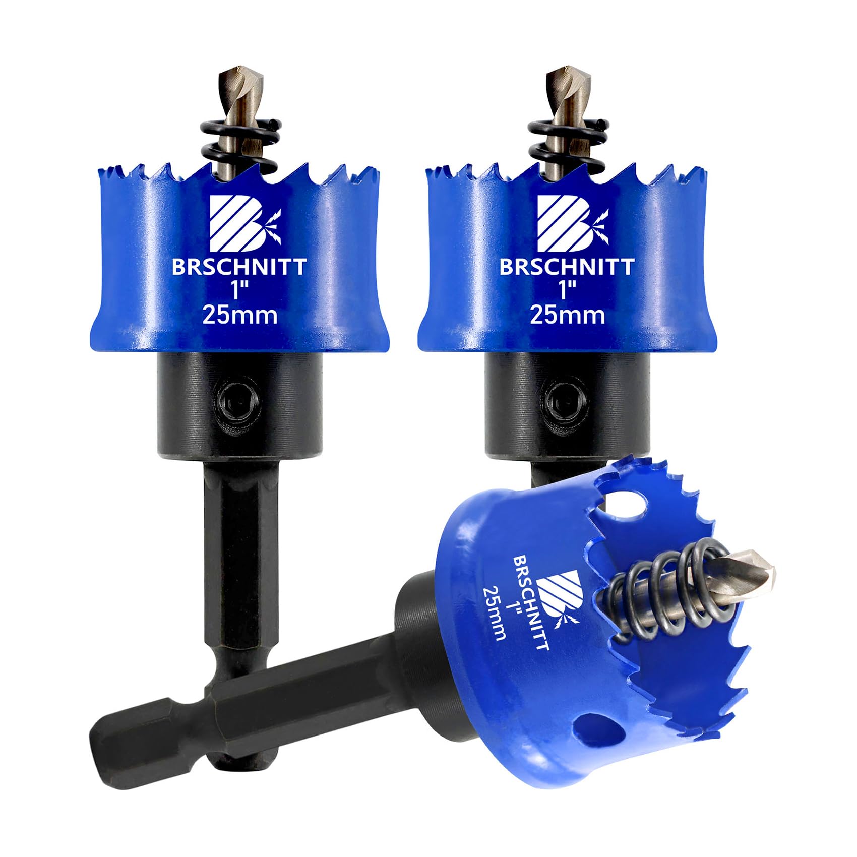 BRSCHNITT 3PCS Bi-Metal Hole Saw 25mm,Hole Cutter Set Hex Shank for Drilling Thin Metal,Stainless Steel,Mild Steel and Aluminium