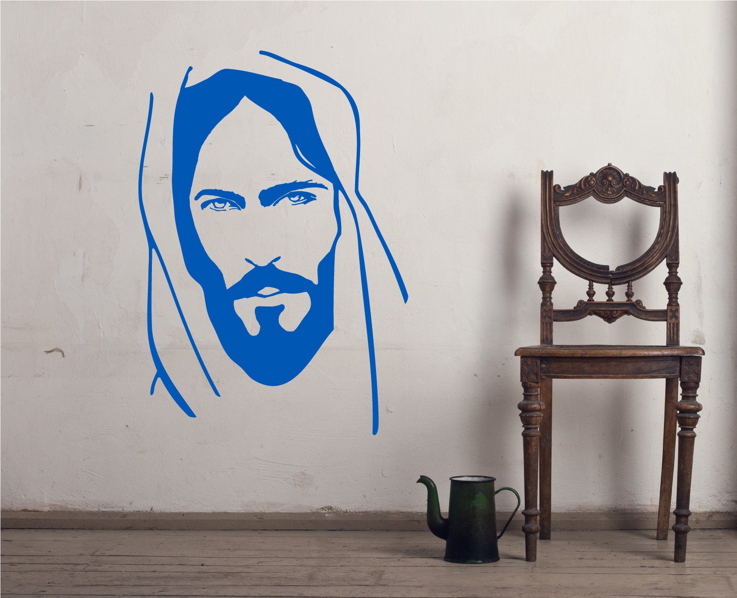 Buy Face of Jesus Wall Decal (Azure Blue, 60" (H) X 42" (W)) Online at