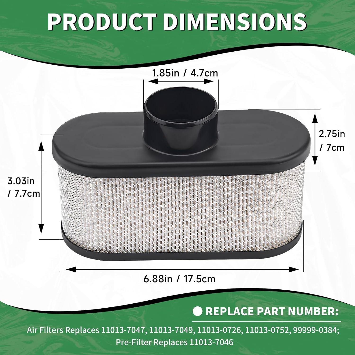 6 Packs 11013-0752 Air Filter for Kawasaki FR691V FR651V FR730V FS481V FS541V FS600V FS651V FS691V FS730V 4-Cycle Engine, with 11013-7046 Pre Filter Replace 11013-0726 11013-7047 11013-7049