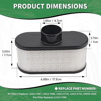 6 Packs 11013-0752 Air Filter FR691V with Pre Filter 11013-7046