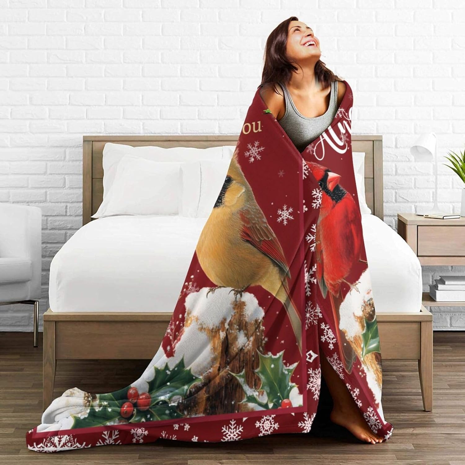 Mudiwa Cardinal Blanket Soft Cozy Fleece Throw Blanket Fluffy Warm Red Bird Flannel Plush Bedding Stuff Decor Blanket Cardinal Gifts for Lover Girls Boys Kids Women Adults Bed Travel 40"x50" - Image 7
