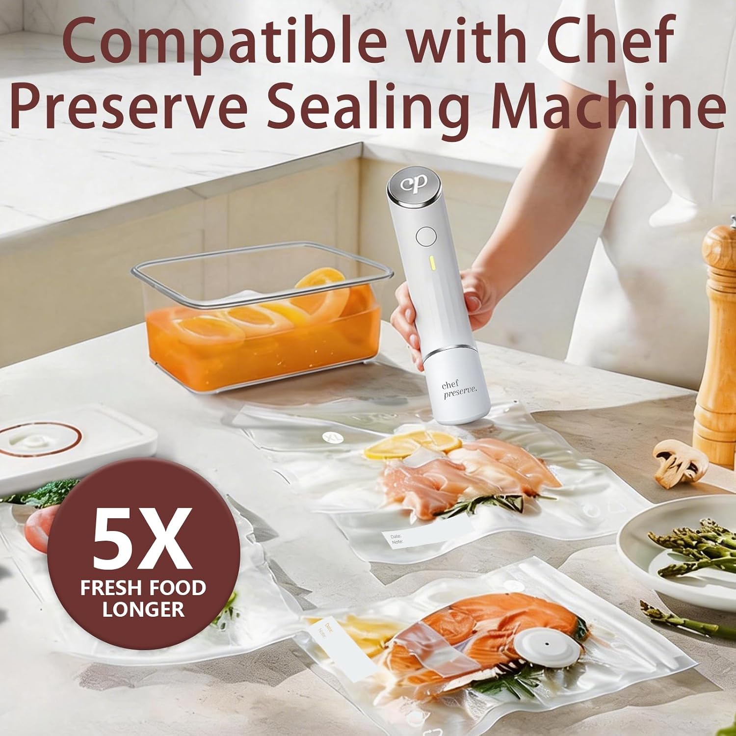30-Pack Vacuum Sealer Bags Compatible with Chef Preserve – BPA-Free, 15 Medium (10×11 in) + 15 Large (12×13 in), Reusable Leak-Proof Food Storage Bags for Freezer, Microwave & Sous Vide image 5