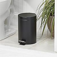 Vista 2 de mDesign Cubo de Basura con Pedal — Cubo de Basura de Metal con Pedal, Tapa e Inserto de Cubo de Plástico — para Baño, Cocina y Oficina — Cubo