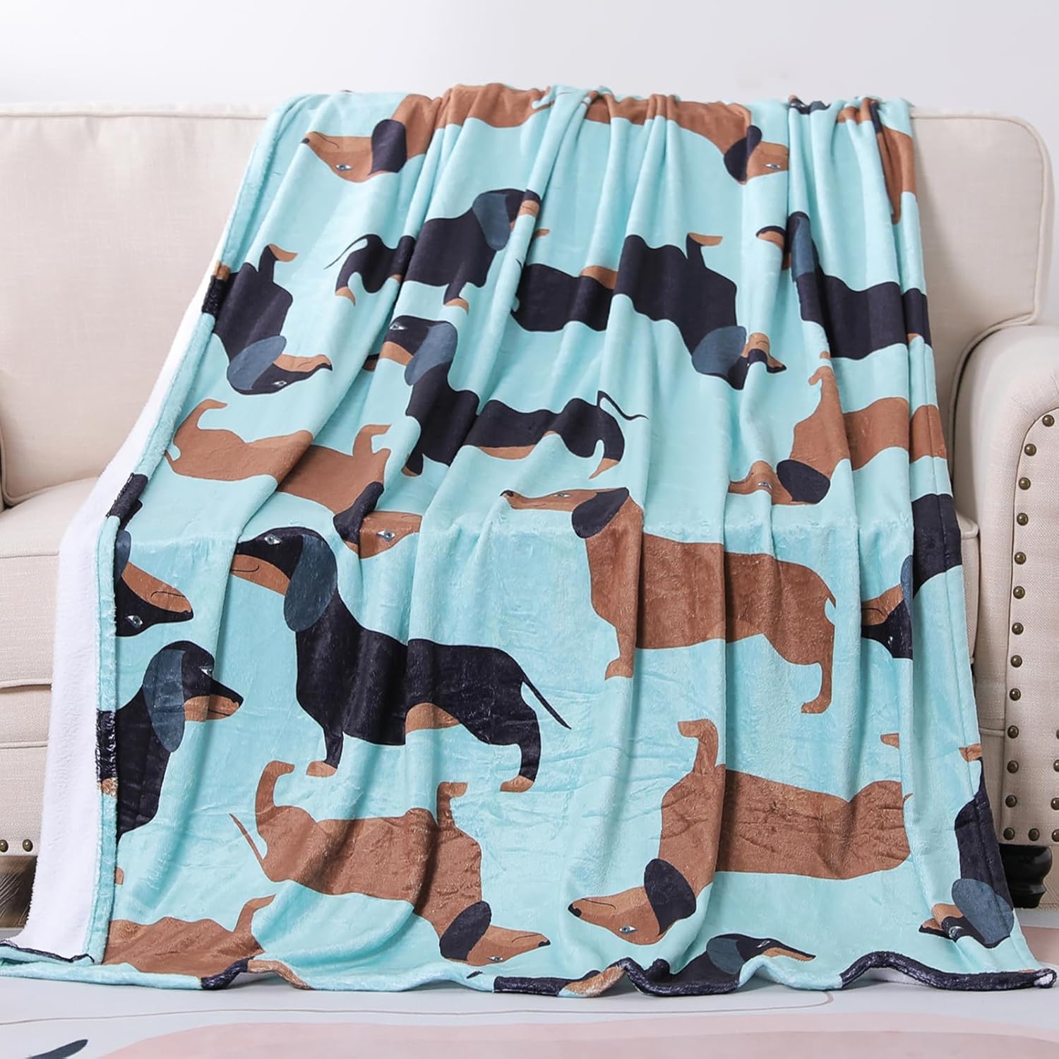 Dachshund Blankets, Weiner Dog Blanket, I Love Dachshunds Blanket for Adults Super Soft Dachshund Gifts for Dog Lovers Twin Size (Dachshund 1, 60"x 80")