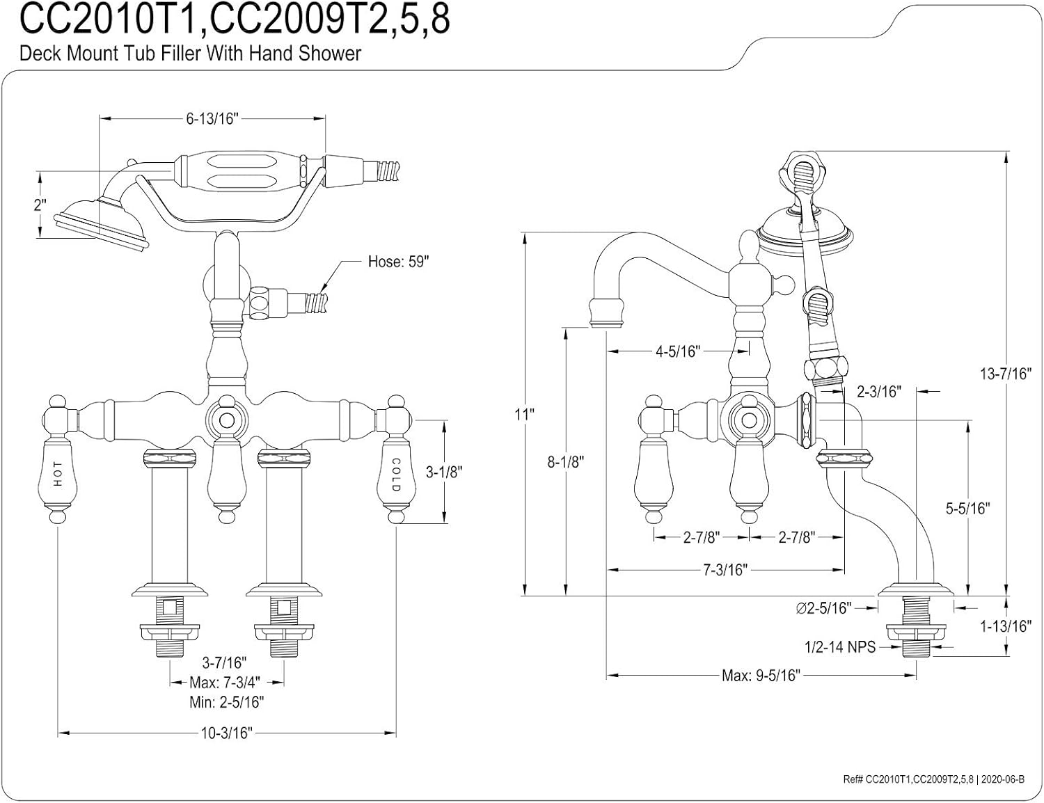 Creative Product Kingston Brass CC2009T8 Vintage Clawfoot Tub Faucet, 3-3/8-Inch to 10-Inch Adjustable Spread, Brushed Nickel Get Special Price Kingston Brass CC2009T8 Vintage Clawfoot Tub Faucet, 3-3/8-Inch to 10-Inch Adjustable Spread, Brushed Nickel