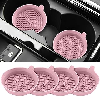 ME.FAN Car Cup Holder Coasters [4 Pack] Silicone Cups Mats, Automotive Universal Non-Slip Recessed Interior Accessories Dusty Rose