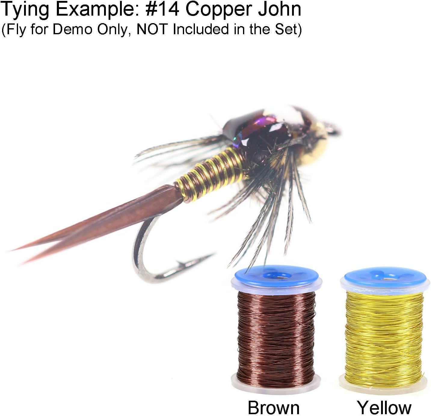 Wifreo 12 Color/Set 0.2mm Non-tarnishing Ultra Fly Tying Copper Wire Super Realistic Fly Tying Material Great Choices for Larve Nymph, Streamer Brassie Brown Black Silver Red