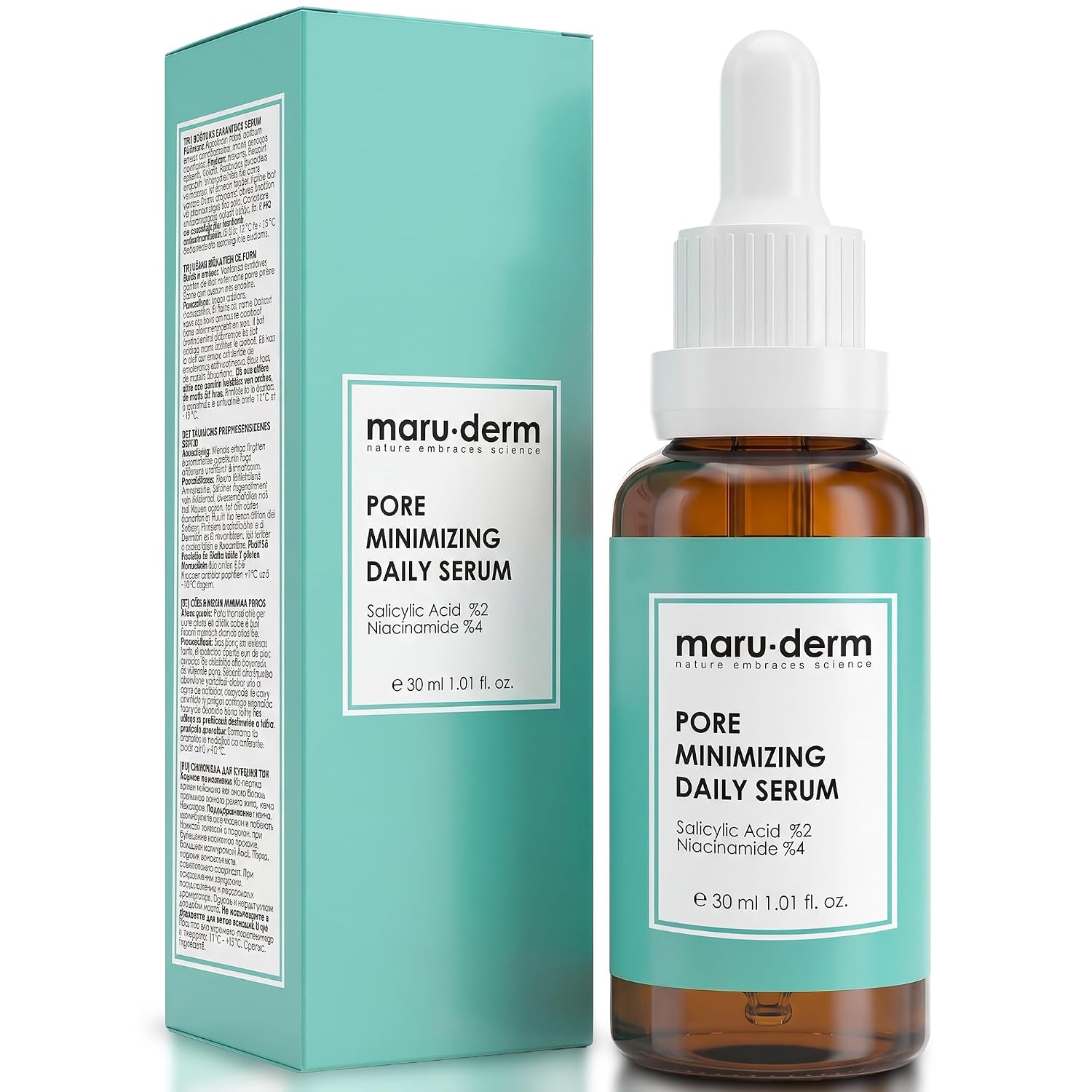 Maruderm Pore-Minimizing Daily Serum - Blackhead Remover, Enlarged Pores & Excess Oil -Salicylic Acid (BHA) Serum with Niacinamide & Peptides for Pore Cleansing, Exfoliating & Smoothing Skin Care 30ml