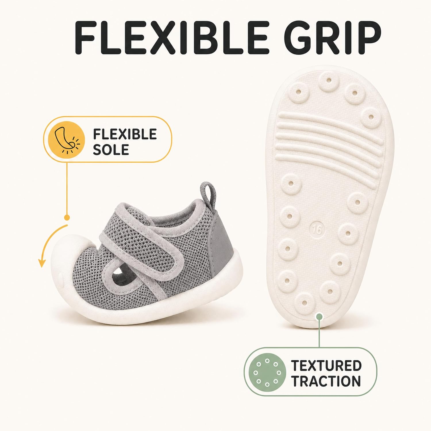 Baby First-Walking Shoes 1-4 Years Kid Shoes Trainers Toddler Infant Boys Girls Soft Sole Non Slip Cotton Canvas Mesh Breathable Lightweight TPR Material Slip-on Sneakers Outdoor