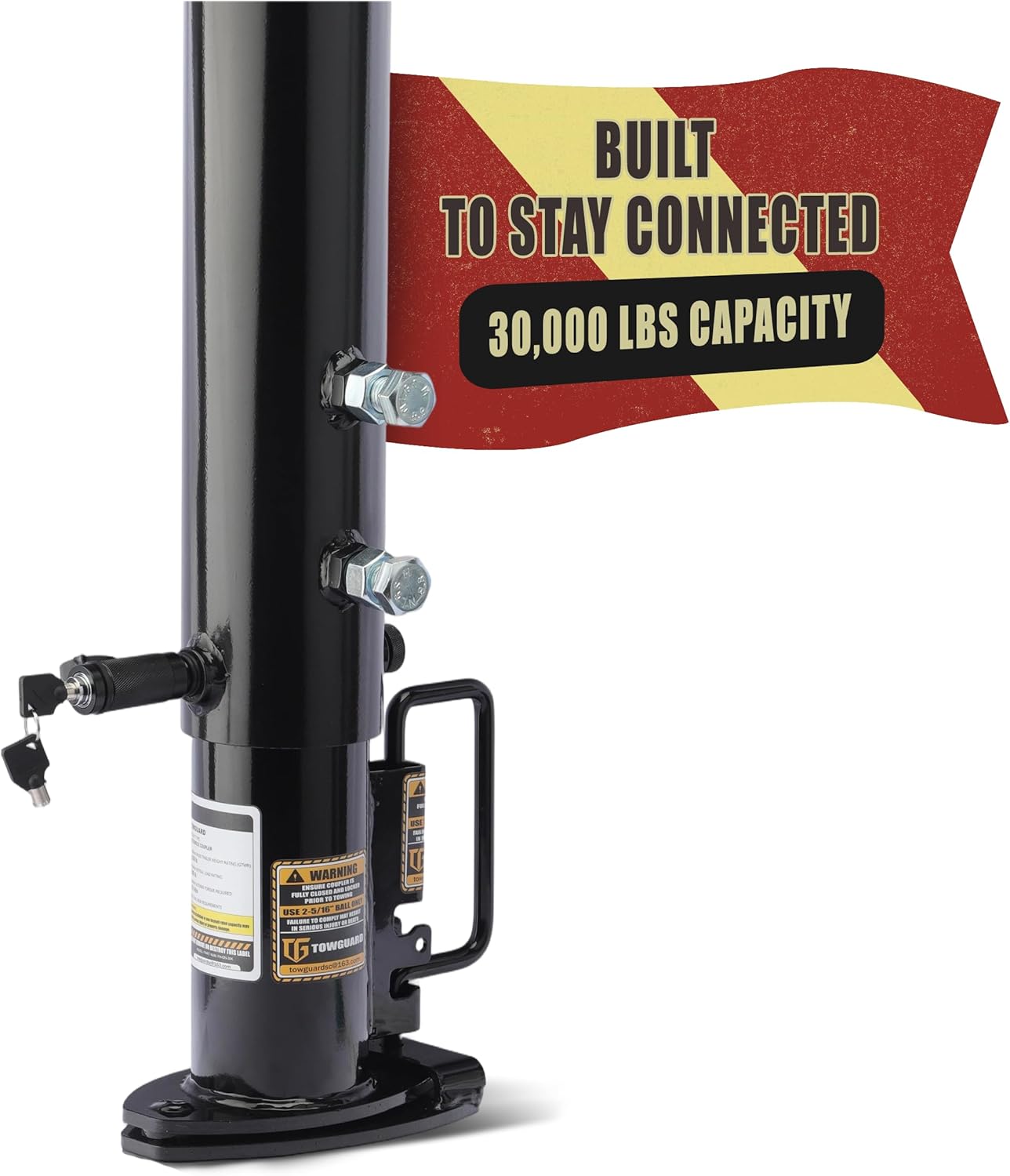 Gooseneck Coupler with Locking Pin, 2-5/16” Ball, 30,000 lbs GTW, Heavy Duty Adjustable Round Tube Coupler, Secure Latch System for Trailer Towing