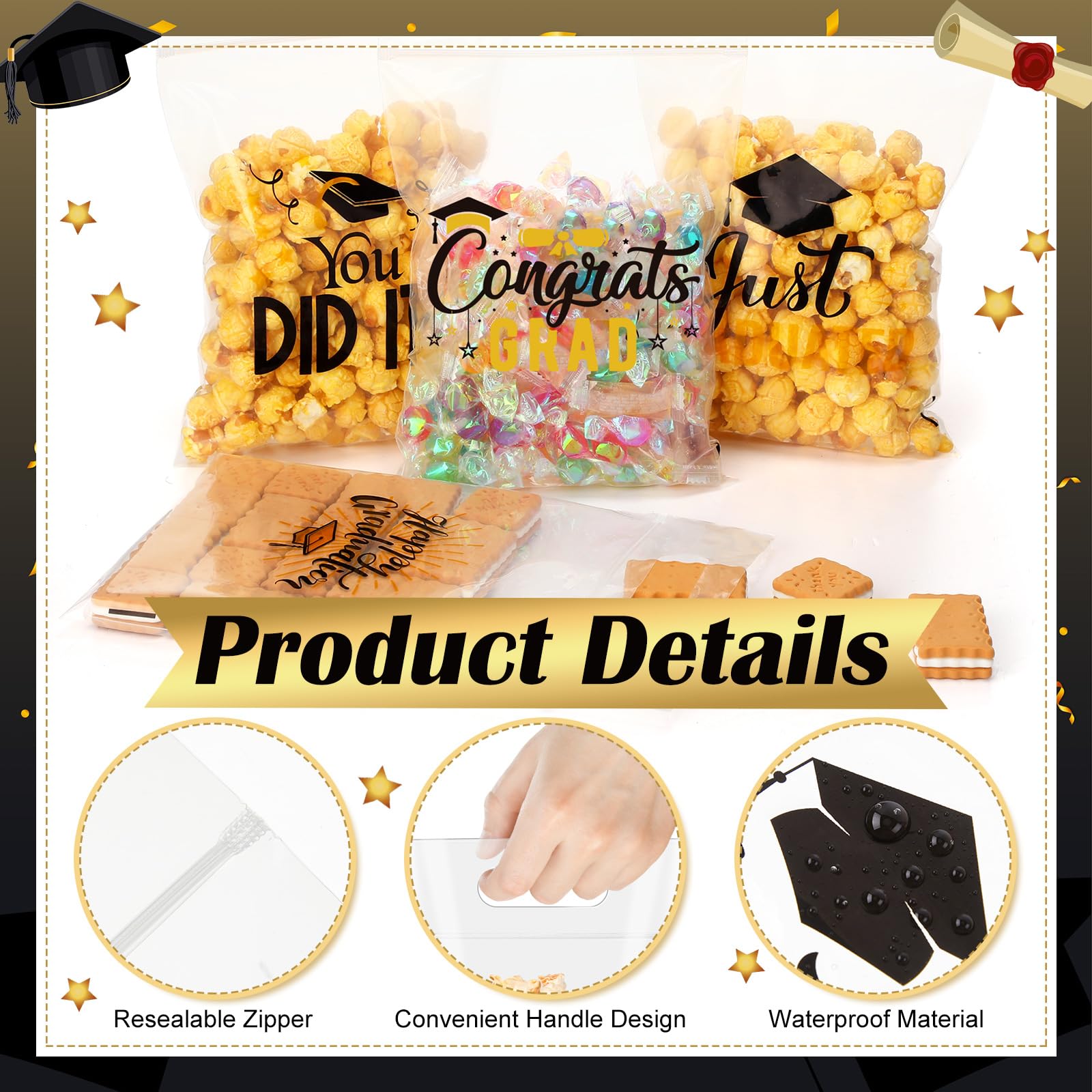 Snapklik.com : Sinload 100 Pcs Graduation Gift Bags Grad Treat Bags