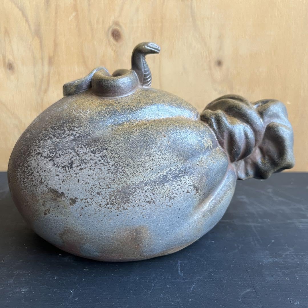 Amazon.co.jp: 備前焼 干支 ヘビ 宝袋 2025年 縁起物 お正月 置物 巳年