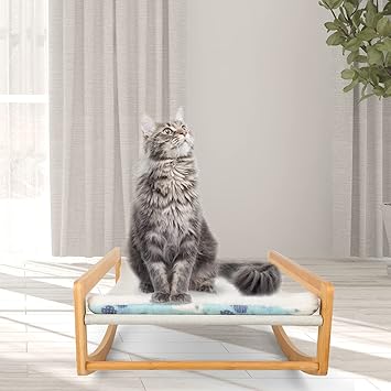 HOOXINCCI Cat Hammock, Cat Bed, Cat Hammocks for Indoor Cats, Bamboo Cat Rocking Swing Chair, Multifunctional Cat Furniture for Small to Medium Size Cat or Toy Dog