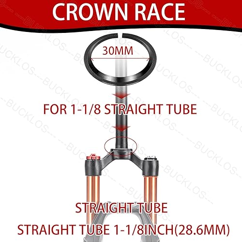 Vista 7 de BUCKLOS 1-1/8 Auriculares para bicicleta MTB sin rosca 34 44 44-50.6 44-55 44-56 1.646-2.047 in, tubo cónico recto para bicicletas de montaña