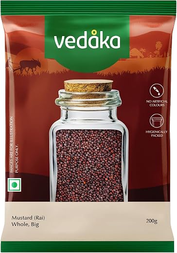 Amazon Brand - Vedaka Mustard (Rai) Whole, Big 200 g