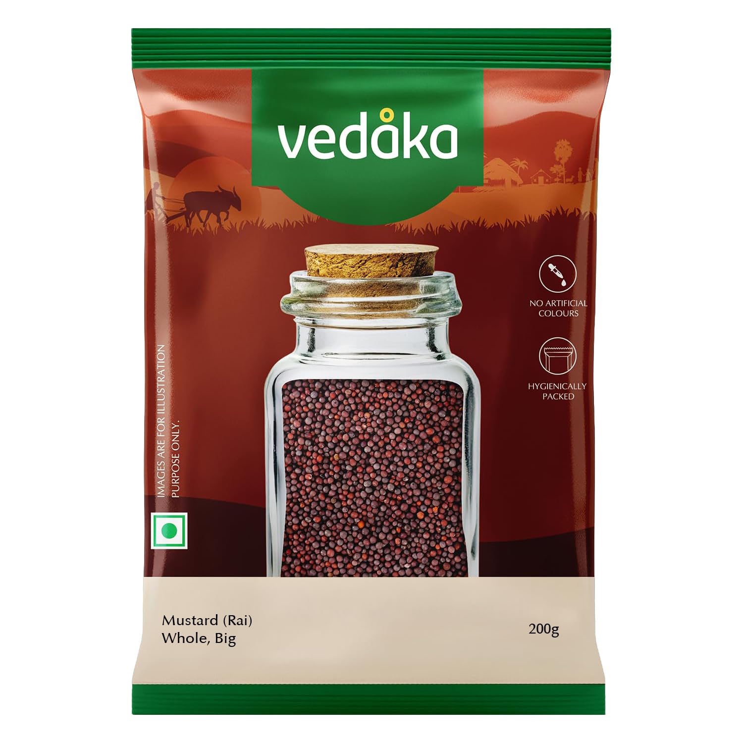 Amazon Brand - Vedaka Mustard (Rai) Whole, Big 200 g