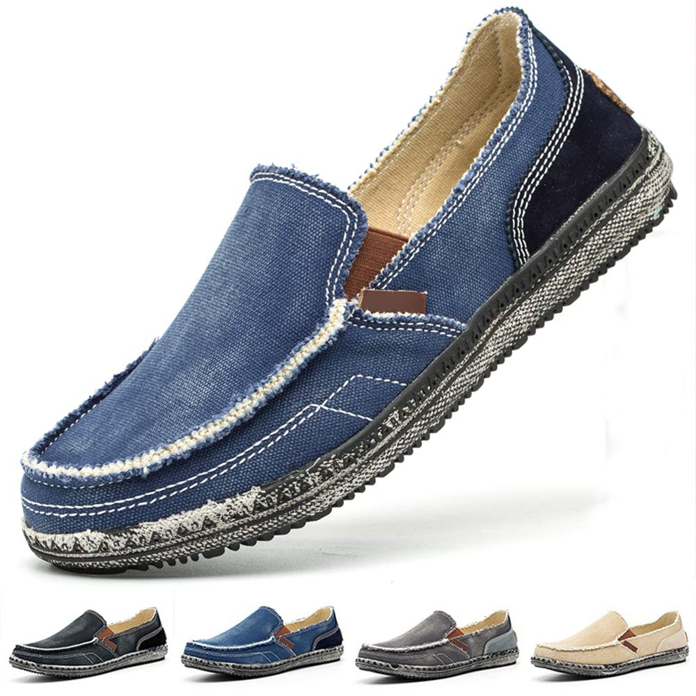Xinghuanhua Zapatos de Lona a la Moda para Hombre, Mocasines, Zapatos Planos Informales, Zapatos de Guisantes, Zapatos de conducción, Zapatos de Cubierta de Barco