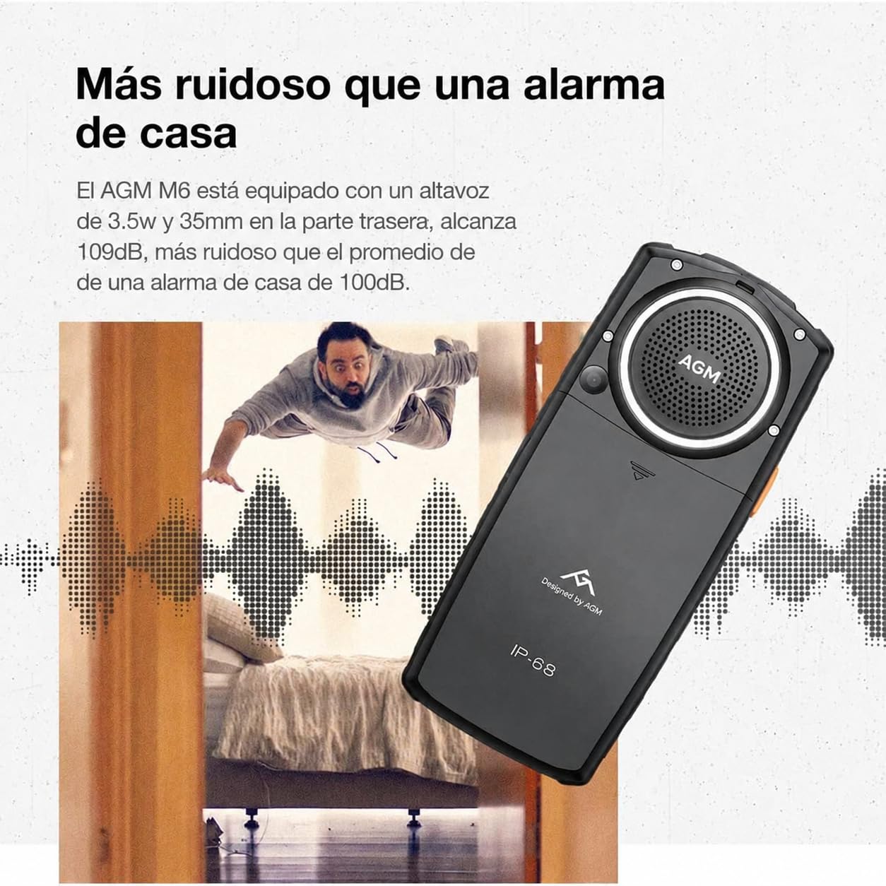 AGM M6 Resistente 4G Teléfono Móvil Senior con Botones Grandes | Resistente al Agua y a Las caídas｜Dual SIM｜Altavoz de 109 dB｜expansión de Memoria Mediante Tarjeta TF de hasta 128 GB
