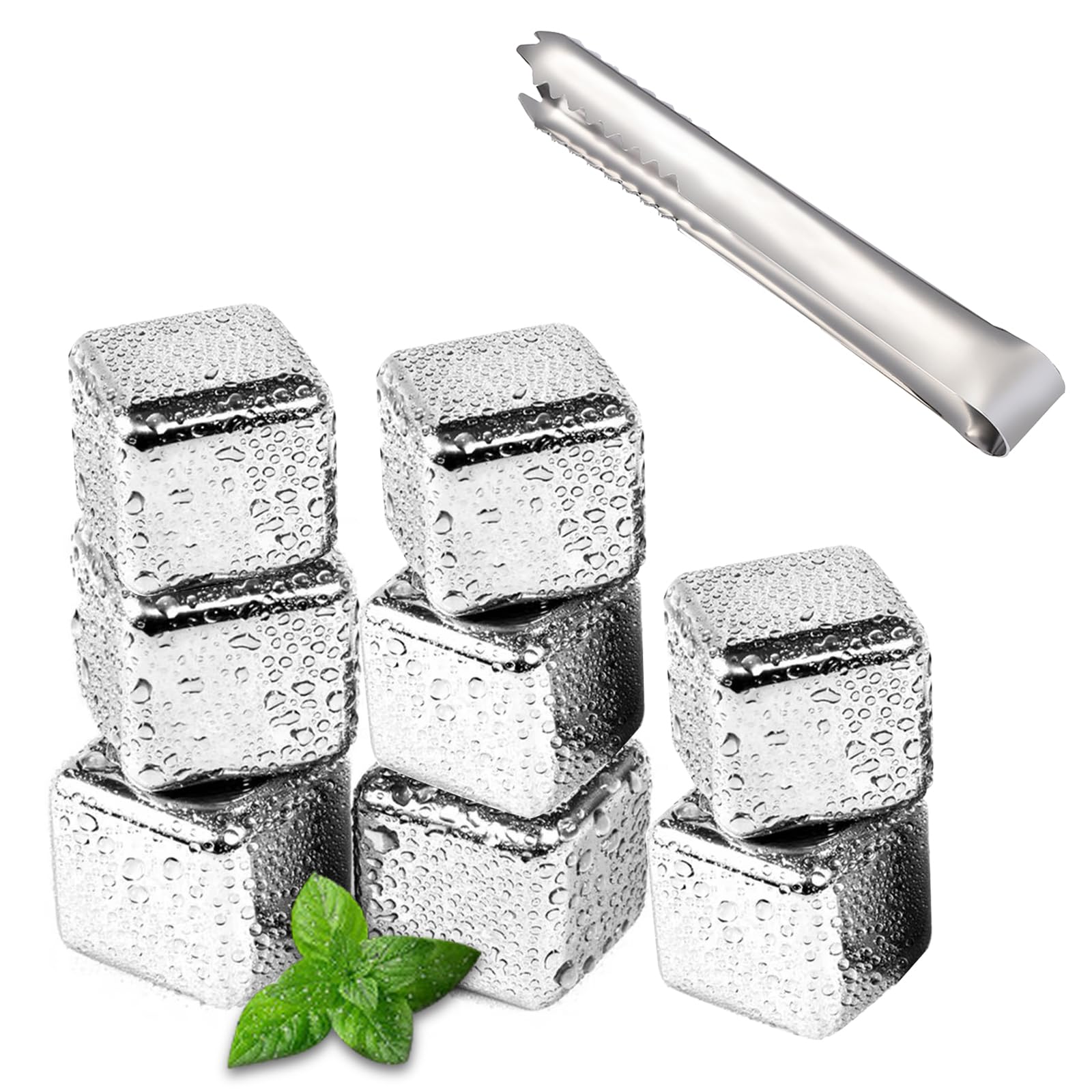Nutabevr 8 Piezas Cubitos Hielo Reutilizable Acero Inoxidable 304 Piedras de whisky