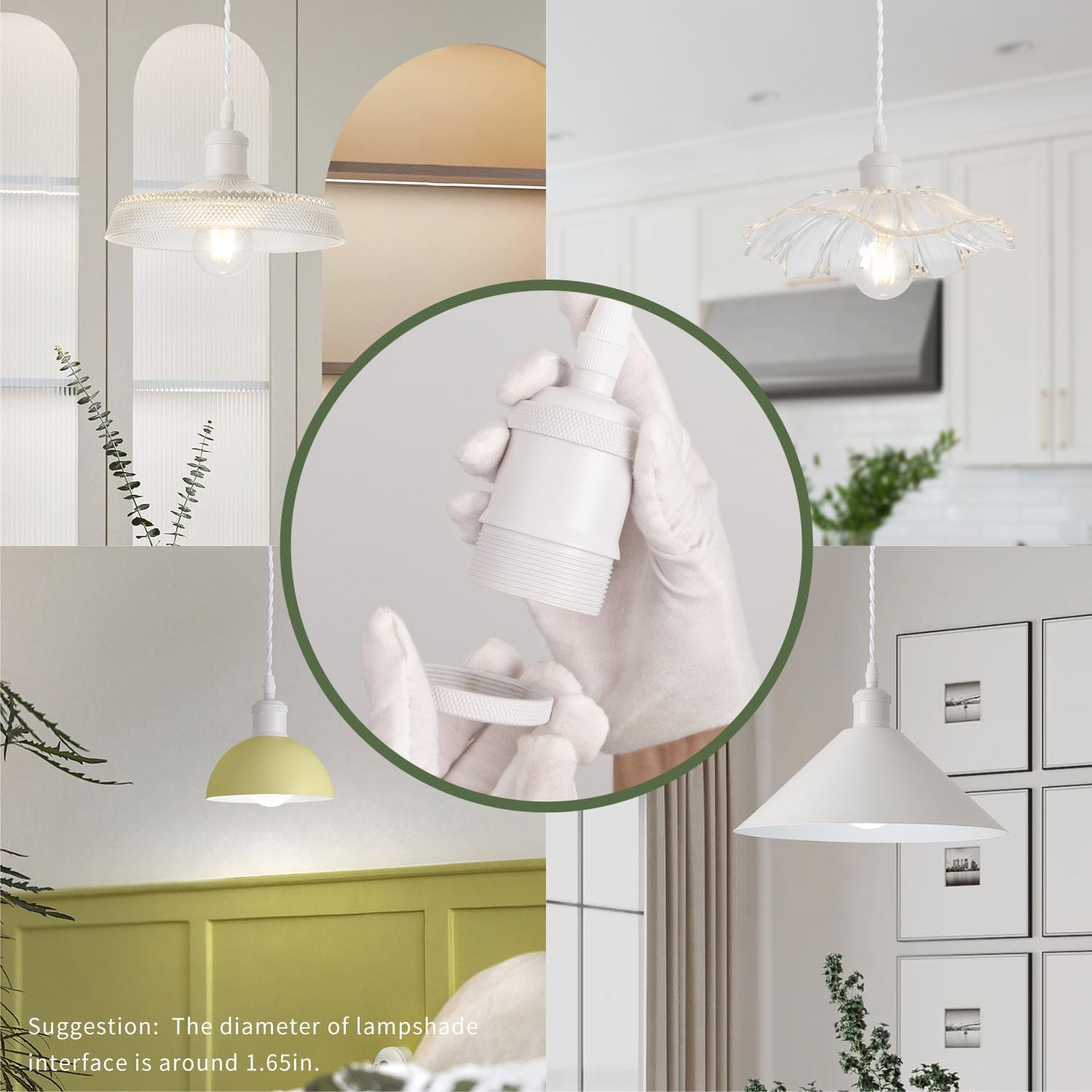 mirrea H Type White Track Lighting Pendant(4 feet)+White H Type 4-feet Track+Floating Canopy Connector