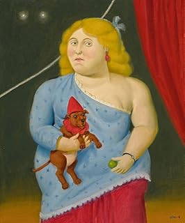 Get Custom Art - Fernando Botero, Circus woman with dog - Gallery Wrapped, Famous Paintings Wall Art Décor (11x14 inch)