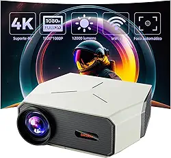Bettdow Projetor 4k 12000 Lumens Full Hd 1080p Compatível Com Android 9, Smart Projetores Retroprojetor Portatil 350 ANSI WiFi 2.4G+5G BT 5.0, Eletronico Correção Trapezoidal, Foco Eletronico