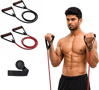 Boldfit Resistance Tube Set with Foam Handles, Door Anchor for Exercise & Stretching, Suitable in Home & Gym Workout for M... Price In India