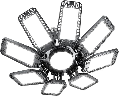 YIBIDAMA Luz LED de garaje de 240 W, 1 paquete, 24000 lm 6500 K, luces LED de techo de garaje con 8 paneles ajustables compatibles con E26E27 para
